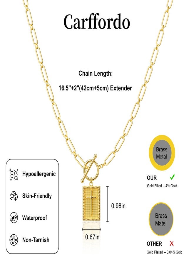 Carffordo Cross Necklace for Women - Dainty 14K Gold Plated Cross Pendant Necklaces Trendy Toggle Clasp Paperclip Chain Simple Religious Jewelry Christmas Gift - Image 5